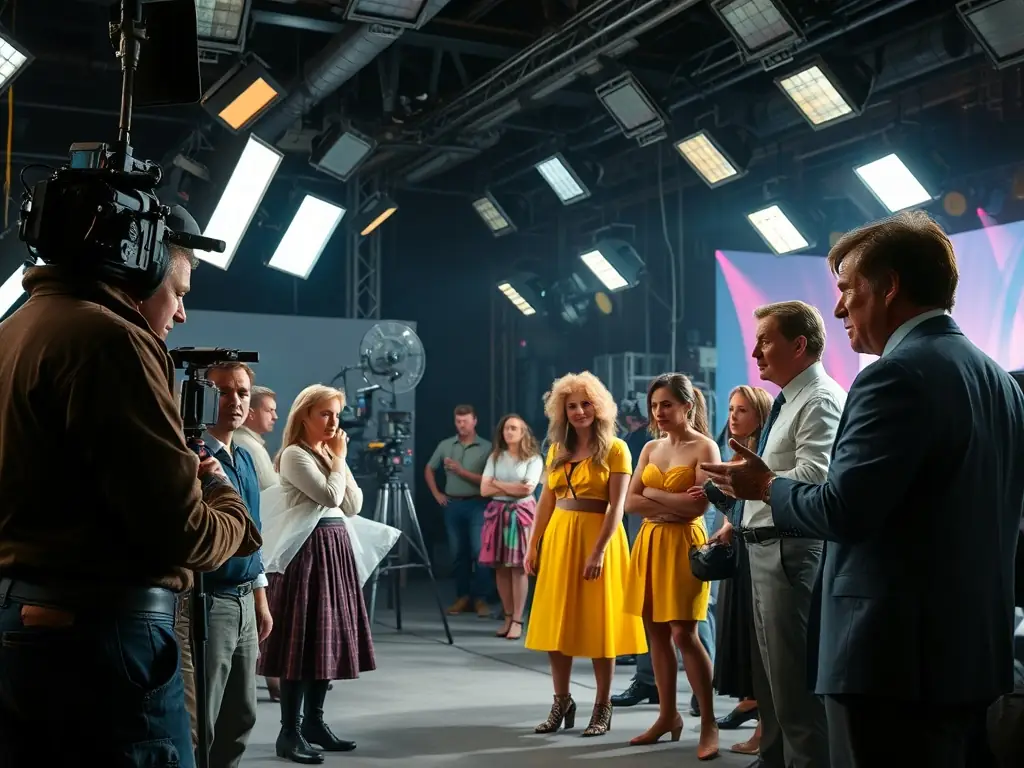 A dynamic scene from an audiovisual production, capturing a moment of artistic expression and cultural storytelling through film.