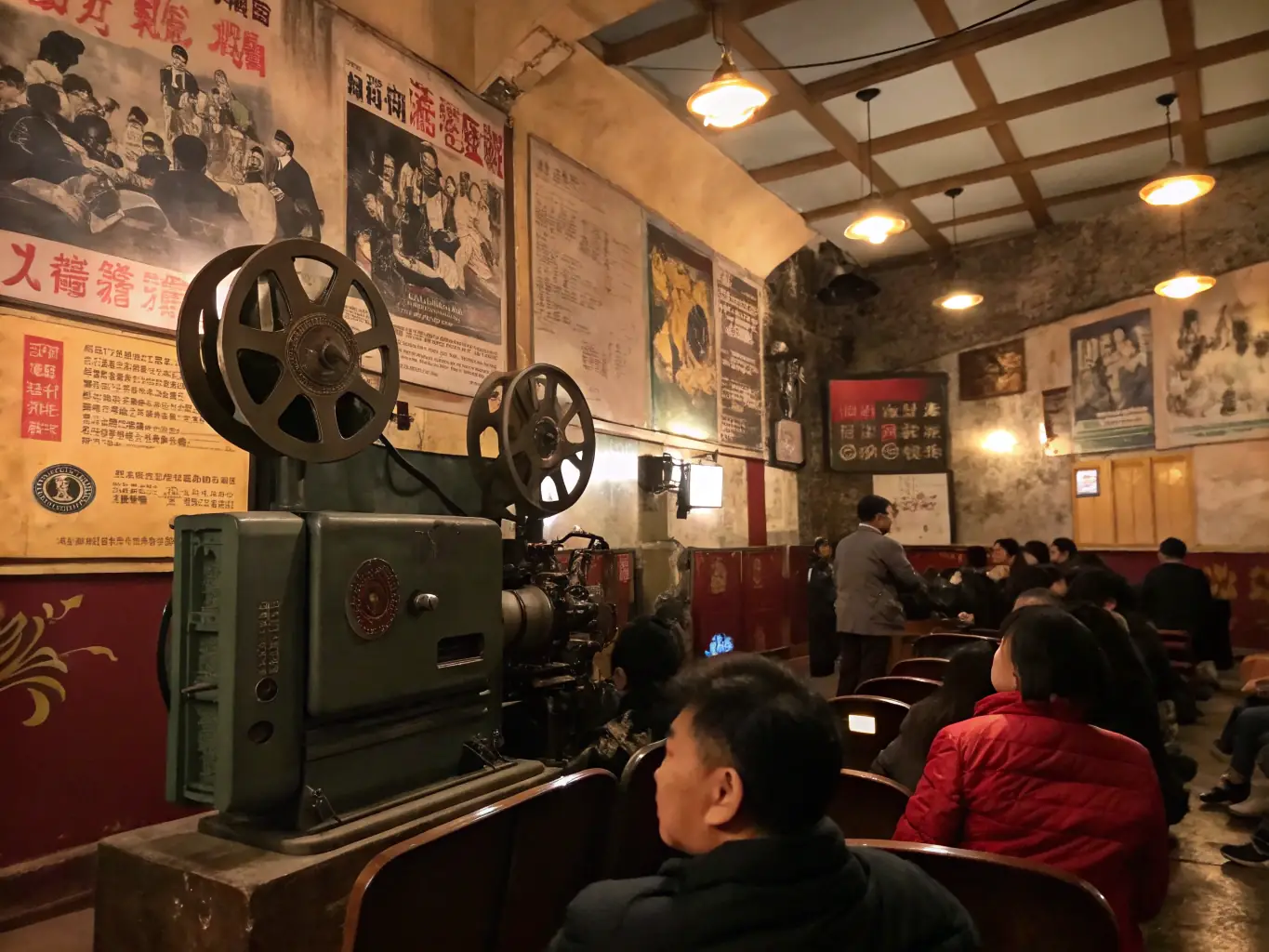 A scene from a documentary filming in a historic theater, emphasizing storytelling and cultural transmission, highlighting the organization's efforts to capture and transmit artistic memory through audiovisual productions.